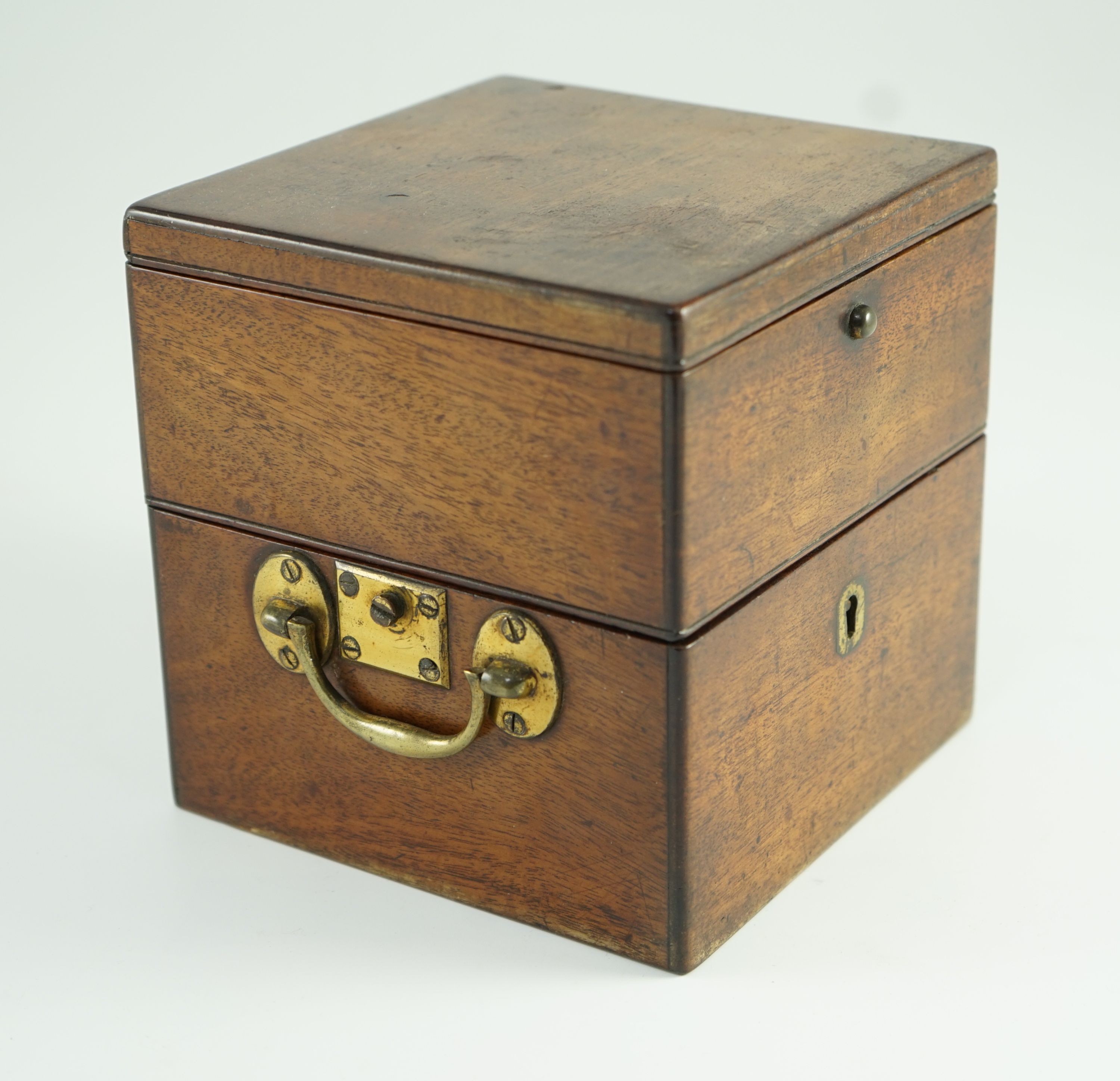 Thomas Cummins of London. A mid 19th century mahogany cased thirty six hour marine chronometer, width 14.5cm, depth 14.5cm, height 15cm